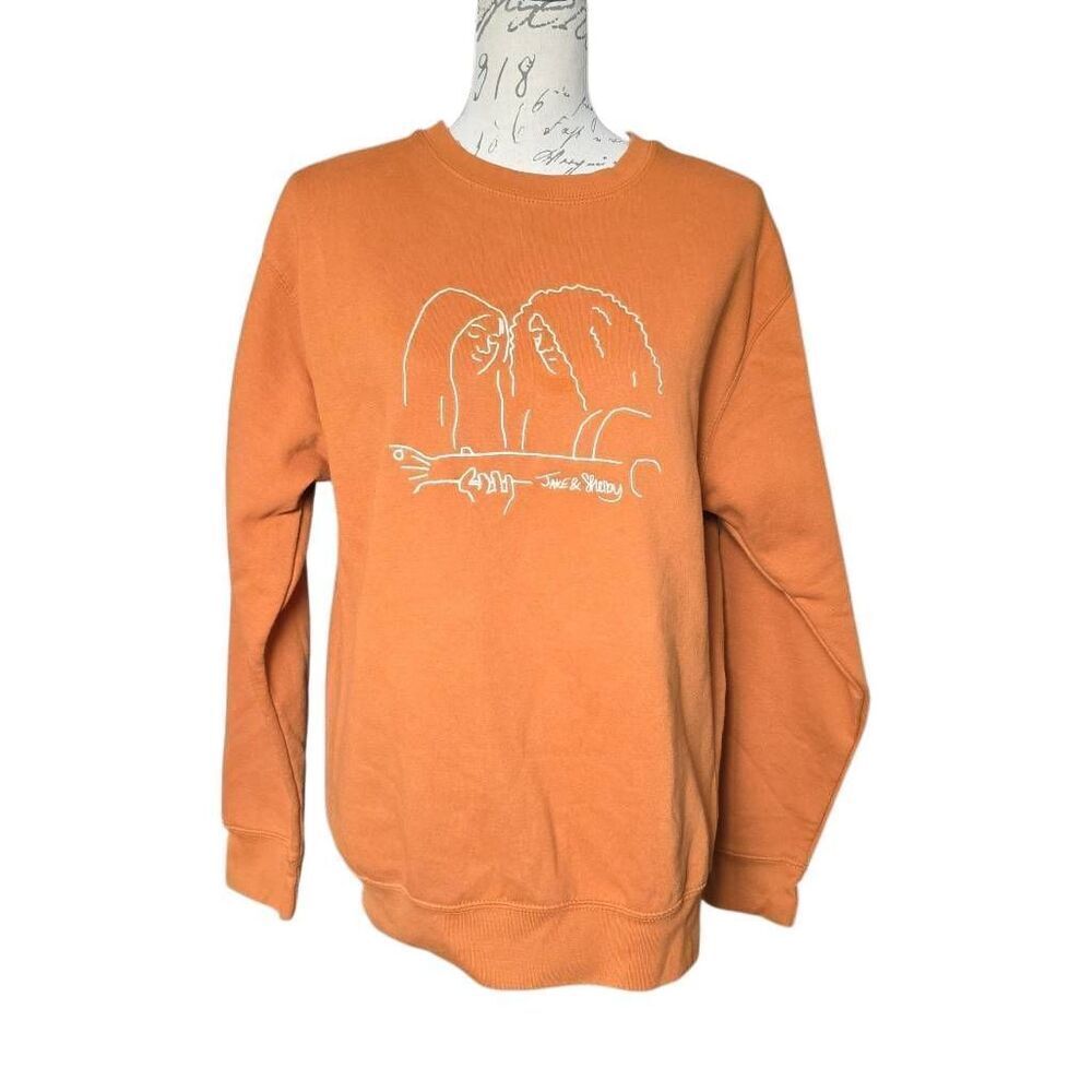 Jake & Shelby Women's Size Medium Autumn Orange White Embroidered Sweatshirt